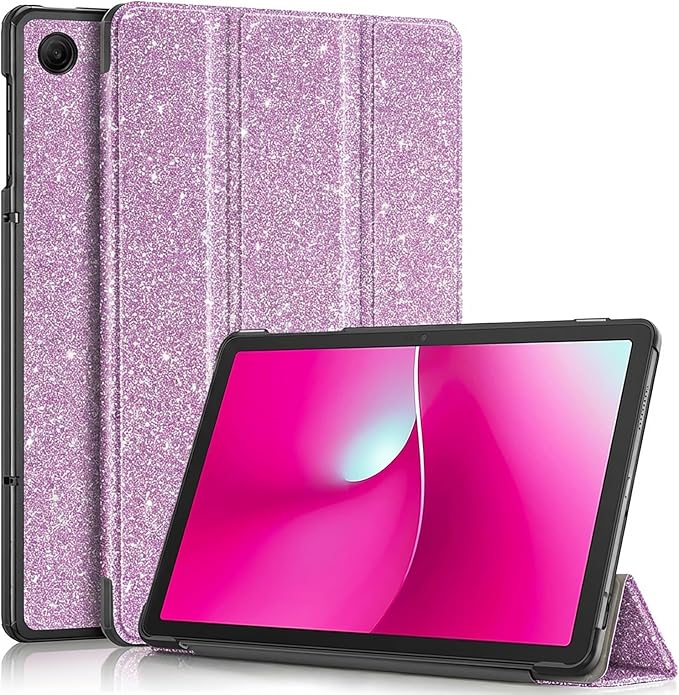 Caweet Case for T-Mobile Revvl Tab 2 10.1 Inch 2025 Released Lightweight Hard Back Shell Tri-Fold Stand Cover with Magnetic Closure Almond Blossom