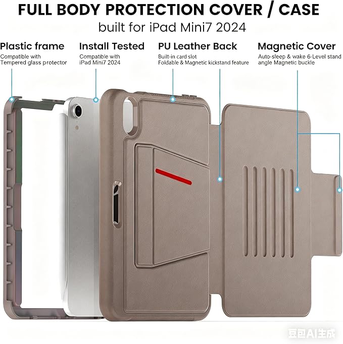 Case for iPad mini 7 (A17 Pro) 2024/ Mini 6 8.3'' with Pencil Holder Screen Protector [360 Rotating Hand Strap] &ampStand &ampShoulder Strap Shockproof Case for iPad mini 7th/6th Generation Purple
