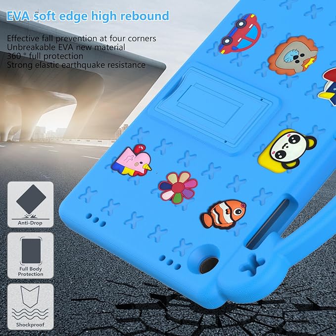 YRH Case for Galaxy Tab A9 Plus/Tab A11 Plus 11'' EVA Shockproof Cover for Samsung A9+ Plus / A11+ Plus Tablet Case with Stand Handle Figures Dark Blue