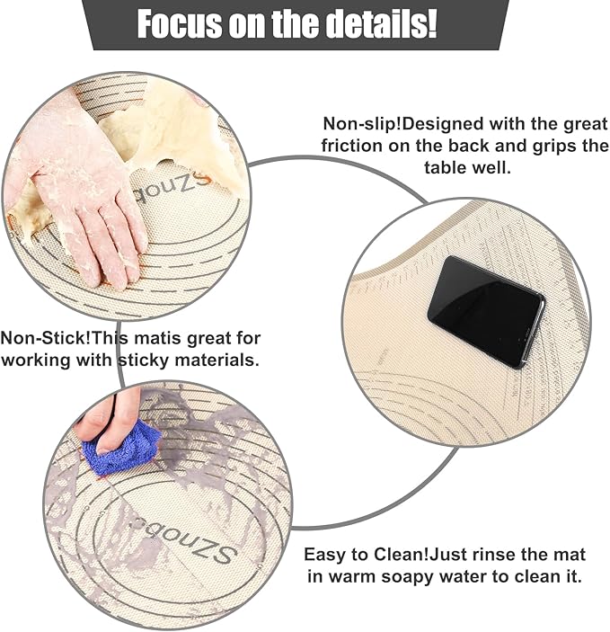 Silicone Pastry Mat 28X20 inch Baking Mat for Rolling Dough