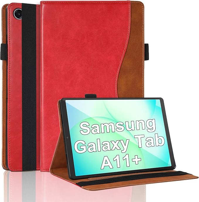 Case for Samsung Galaxy Tab A11 Plus 11 Inch 2025 Released (Model: SM-X310/SM-X315/SM-X236) Bussiness PU Leather Cover Flip Stand with Elastic Band &amp Card Holder-Brown