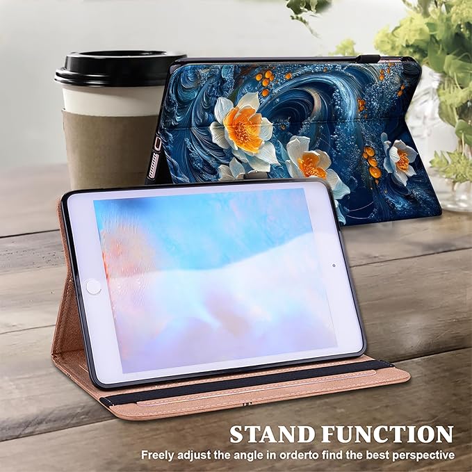 Case for Samsung Galaxy Tab A 10.1 2019 Model SM-T510/T515/T517 Stylus Holder Flip Wallet Leather Shockproof Cover for Galaxy Tab A SM-T510 Case Bicolor Marble