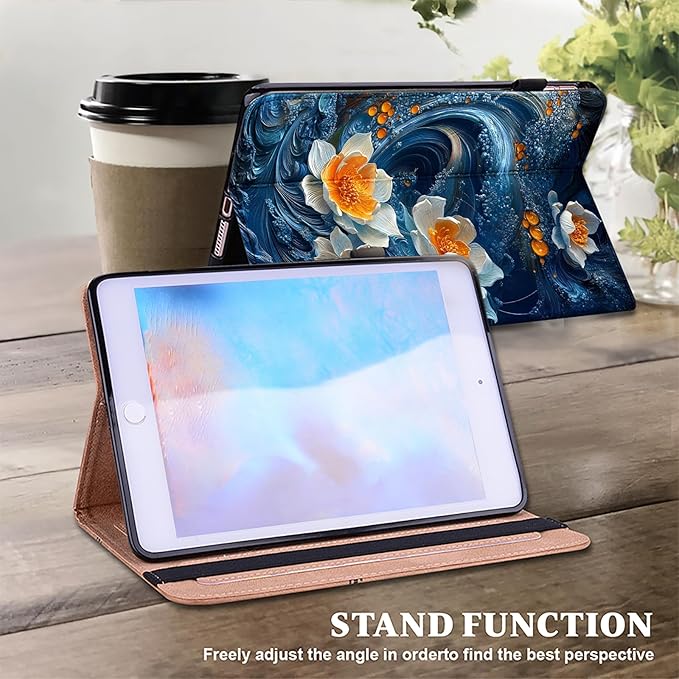 Case for iPad (A16) 11th Generation 11 Inch 2025 iPad 10th Generation 10.9 inch 2022 Auto Wake/Sleep Pencil Holder Flip Wallet Leather Cover Bicolor Marble