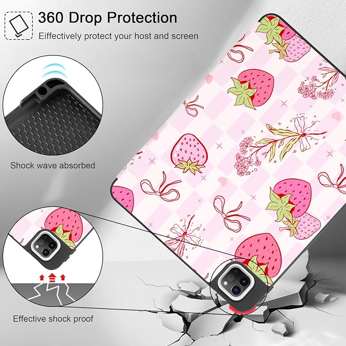 May Chen Case for iPad Pro 11 inch (4th 3rd 2nd &amp 1st Gen) 2022 2021 2020 2018 Trifold Stand + Pencil Holder + Auto Wake/Sleep + Soft TPU Protective Stand Back Cover Abstract Floral