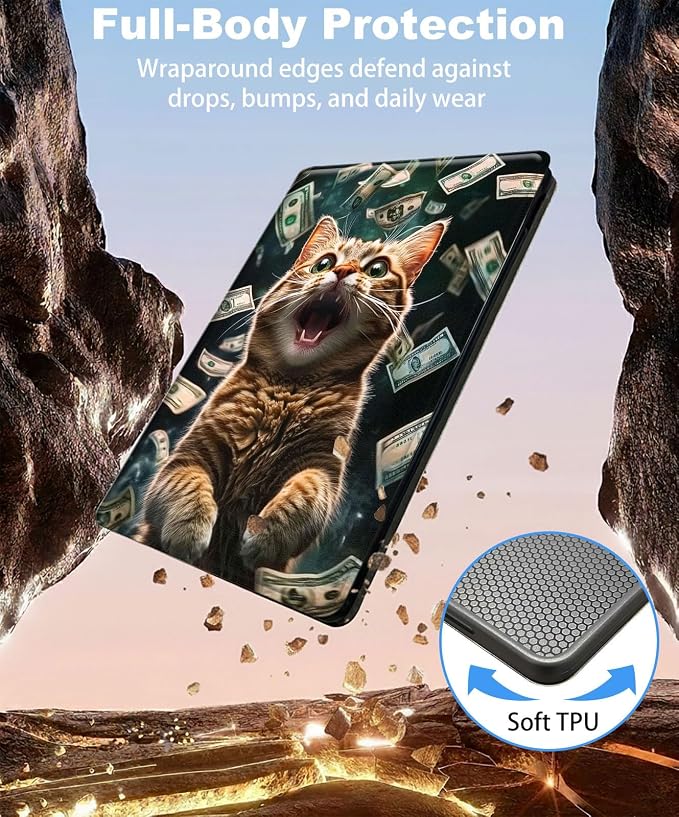 for iPad 11th Generation (A16 2025) 11 / iPad 10th Gen 10.9 2022 Case 360° Rotating PU Leather Stand Cover with Auto Sleep/Wake Shockproof TPU Backl Raccoon Perched