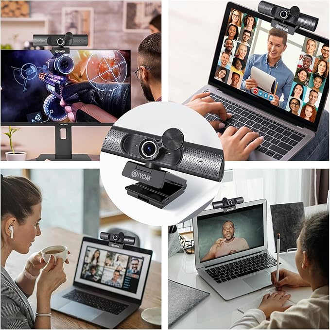 Oivom Webcam with Microphone and Speaker, 1080P Web Camera for Desktop Computer Laptop, USB Camera with Physical Privacy Cover,Plug and Play, Streaming Webcam, Wide Angle PC Cam (1080p mic Speaker)