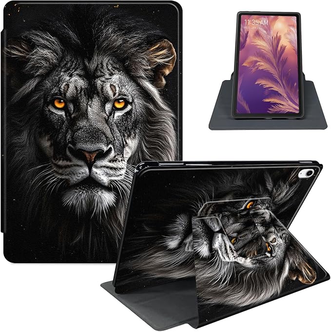 for iPad 11th Generation (A16 2025) 11 / iPad 10th Gen 10.9 2022 Case 360° Rotating PU Leather Stand Cover with Auto Sleep/Wake Shockproof TPU Backl Raccoon Perched