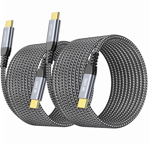 LDLrui 10FT Right Angle USB C Cable 100W PD 20Gbps Data 4K Video | Large Workspaces Commercial Displays Long Distance Routing Flexible Installation Full-Featured USB-C