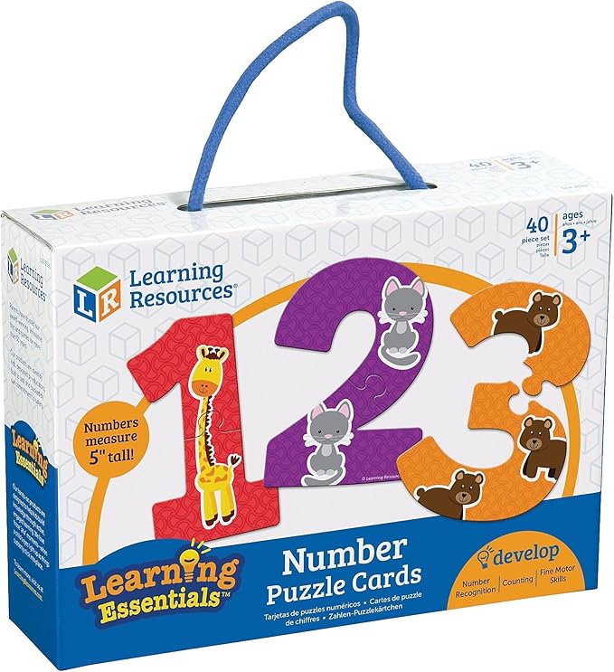 Learning Resources Number Puzzle Cards, Early Number Recognition, Toddler Puzzle, 20 Self-Correcting Puzzles, 40 Pieces, Ages 3+