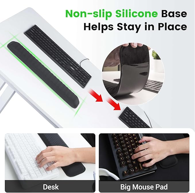 MEKASS Ergonomic Mouse Wrist Rest, Premium Memory Foam Mouse Wrist Pad Support Relieve Wrist Pain for Long Hours of Work, Gaming (Classic Black