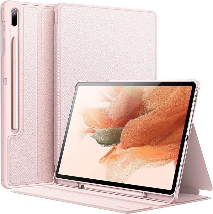 JETech Folio Case for Samsung Galaxy Tab S8 Plus/S7 FE/S7 Plus 12.4 Black | For 2022/2021/2020 Model Multi-Angle Stand Cover S Pen Holder Slim Protective Cover Auto Wake/Sleep