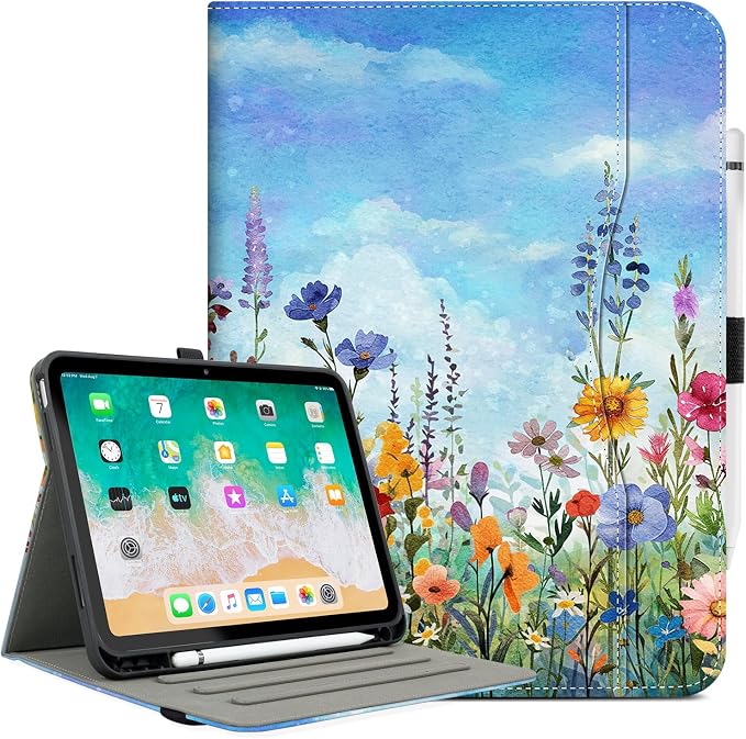 Lokigo Case for iPad (A16) 11th/10th Generation Aurora Forest | for iPad 11th-11 Inch/10th-10.9 Inch Stand Cover Pencil Holder/Hand Strap/Pocket Support Touch ID Auto Wake/Sleep