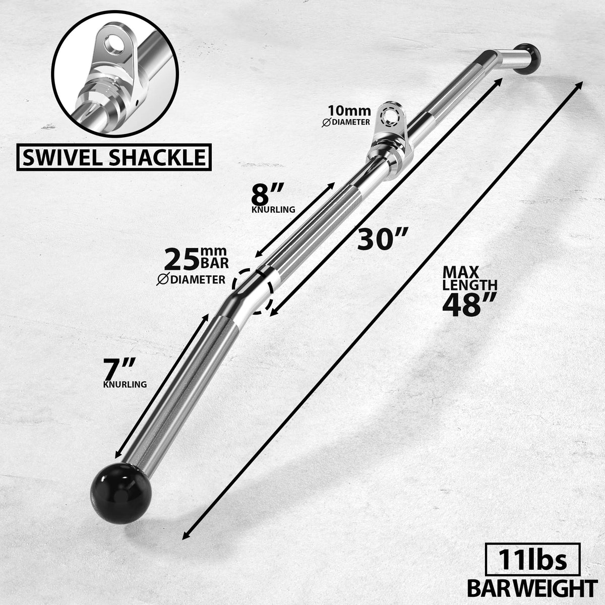 Synergee Lat Bar 48" – Wide and Narrow Grip Cable Attachment
