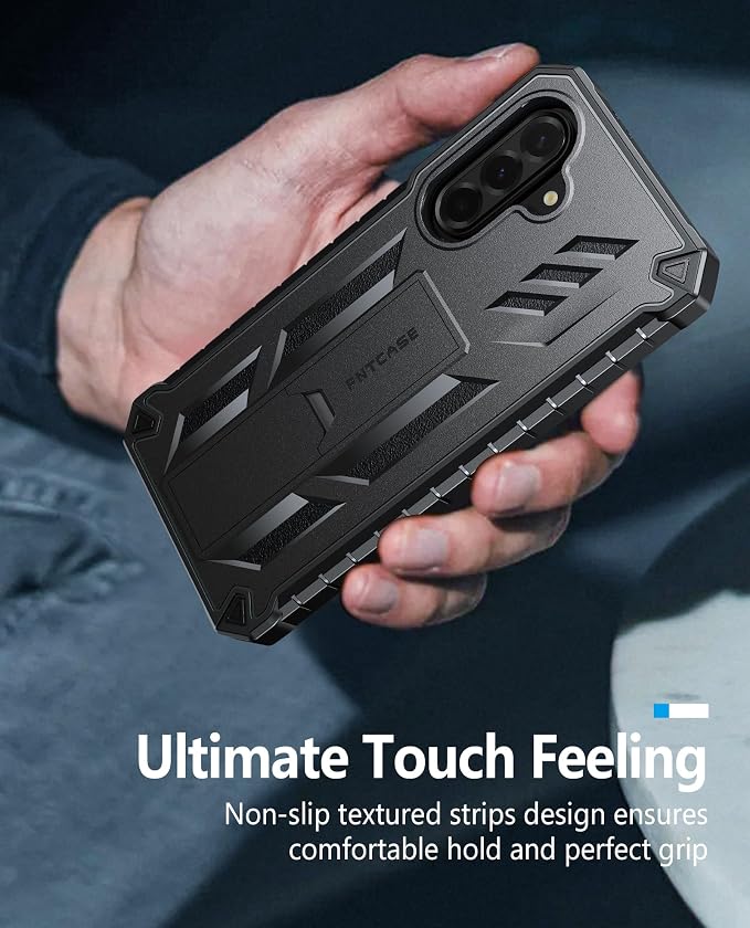 FNTCASE for 11 Pro XL Case Rugged Kickstand 2 Front Frames Black | Built-in Screen Protector 20FT Military-Grade Drop Protection Rugged Heavy Duty Shockproof Full Body Protective Cover
