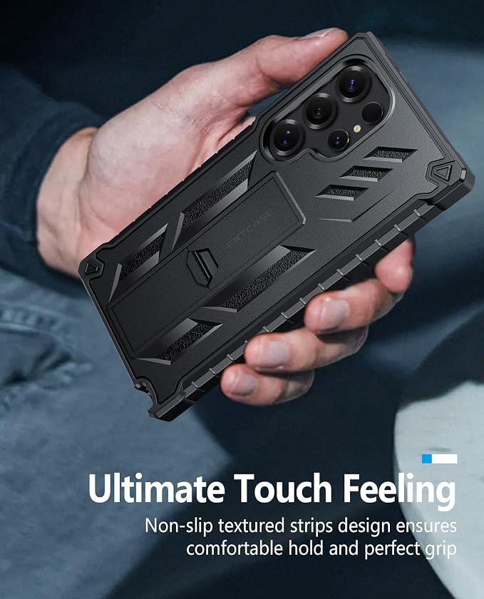FNTCASE for 11 Pro XL Case Rugged Kickstand 2 Front Frames Black | Built-in Screen Protector 20FT Military-Grade Drop Protection Rugged Heavy Duty Shockproof Full Body Protective Cover