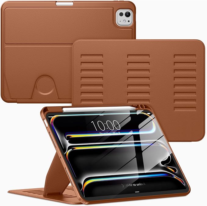 VIKESI Case for iPad Pro 11 inch (M5/M4) 2025/2024Multiple Angles Magnetic Stand CoverShockproof BackPencil Holderand Auto Sleep/WakeBlack