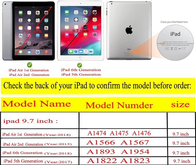 Case for iPad Air 1st Generation Models A1474 A1475A1476 360 Rotating Stand with Wake Up/Sleep Function Also for iPad 6th 5th Air2nd Generation 9.7 inch case (Art Flower)