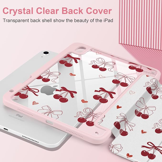 Case for iPad (A16) 11th Generation 11 inch 2025 /iPad 10th Gen 10.9 2022 - Aesthetic Cute Preppy Design Trifold Cover with Soft TPU Bumper Clear Back Auto Sleep/Wake Waves