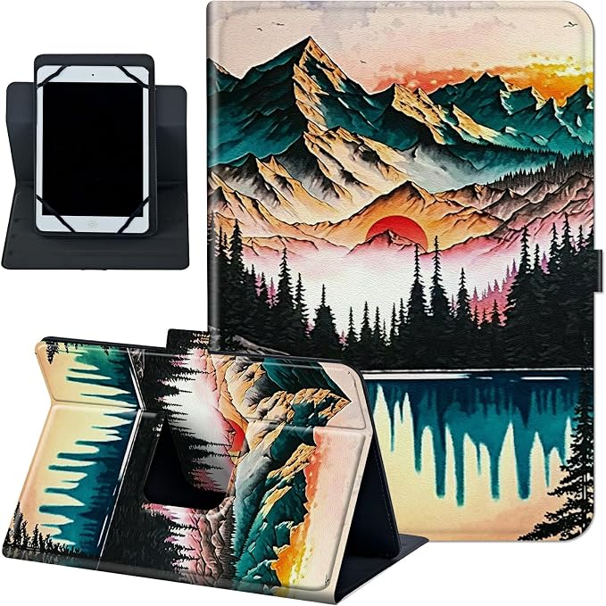 Universal Case for 10.6 inch 11 inch TabletUniversal Case for 10.6-11 Inch Touchscreen TabletSlim PU Leather Stand Folio Shell Cover with 360 Degree Rotatable Kickstand ViewingAbstract Sun Leaf