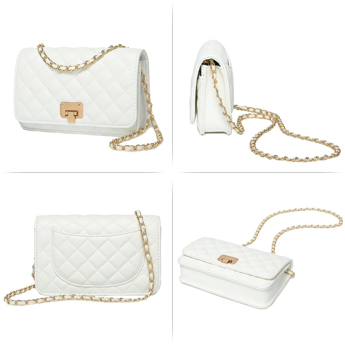 HAKSIM Women Leather Shoulder Bag Fashion Clutch Handbag Quilted Designer Crossbody Bag with Chain Strap