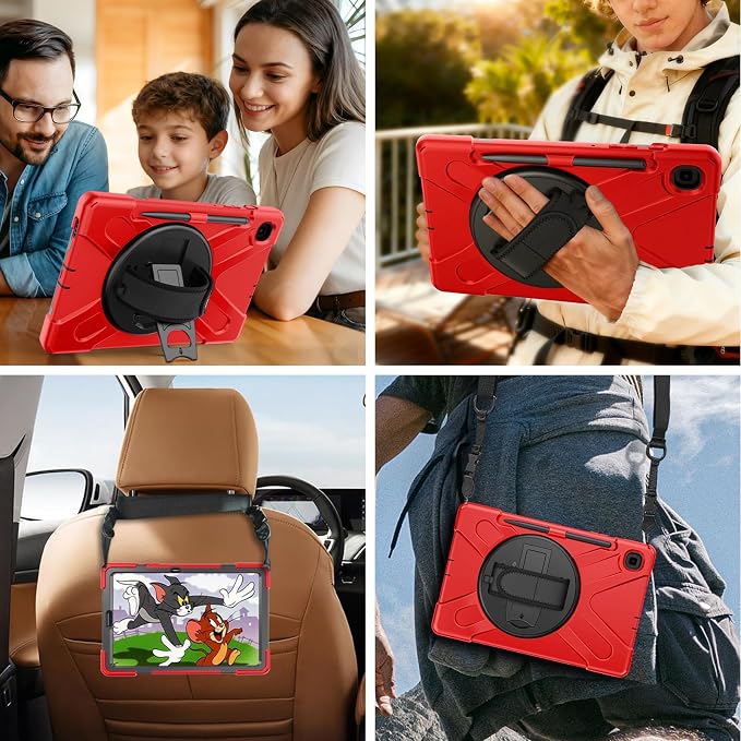 Gerutek Case for Samsung Galaxy Tab S10 FE+/ S10 FE Plus 2025 13.1 Inch Full-Body Drop Protective Case with Screen Protector Pen Holder 360° Rotate Hand Strap &amp StandShoulder Strap Black