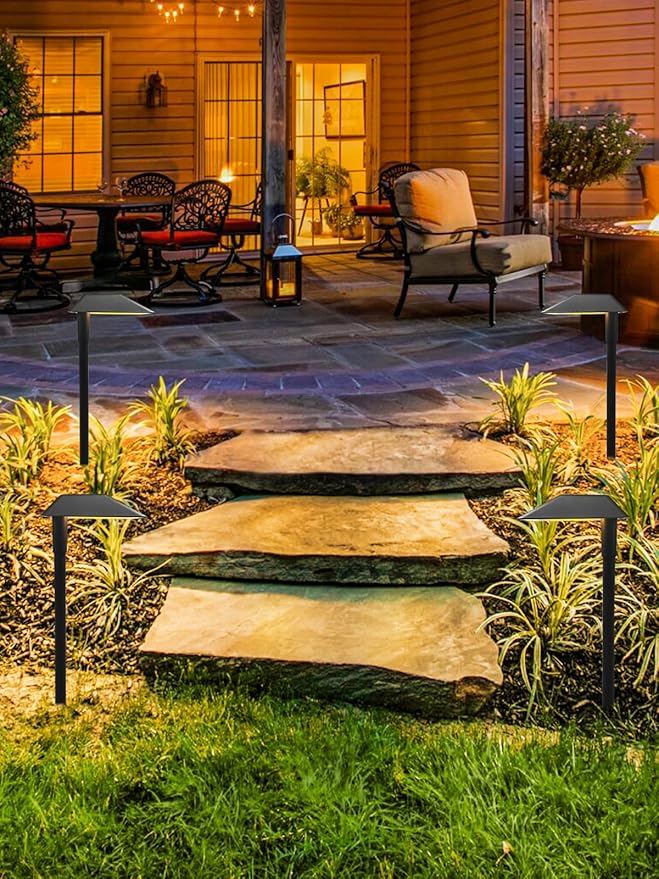 5W Low Voltage Landscape Pathway Lights with Connectors,12-24V Outdoor Path Lights, 3000K Wired Landscape Lights for Yard Garden Walkway, IP66 Waterproof（12Pack）