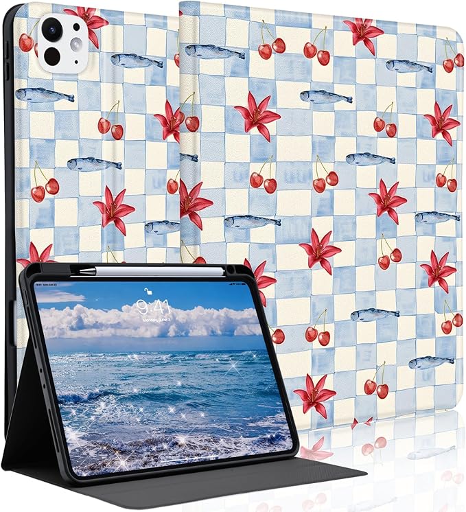 Cute Maple Bear Case for 10.2 iPad 2019/2020/2021(7th/8th/9th Gen) with Pencil Holder Auto Wake/Sleep Leather Soft TPU Back Cover for Women Girls