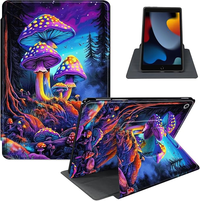 for iPad 11th Generation (A16 2025) 11 / iPad 10th Gen 10.9 2022 Case 360° Rotating PU Leather Stand Cover with Auto Sleep/Wake Shockproof TPU Backl Raccoon Perched