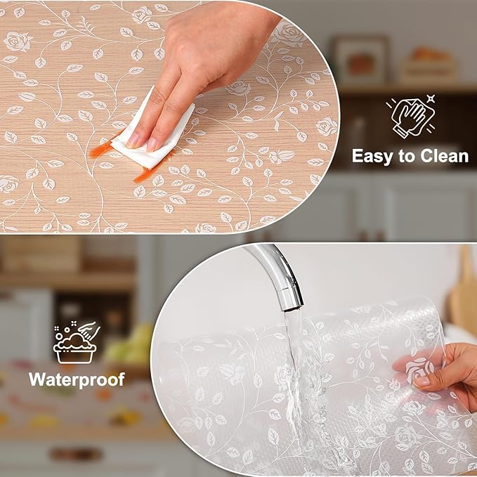 Cooyes Shelf Liner – Premium Non-Adhesive Cabinet & Drawer Liner for Kitchen – Waterproof Shelf Paper with Modern Pattern – Durable EVA Cabinet Mat – Easy to Cut （17.5" W x 78.7" L）