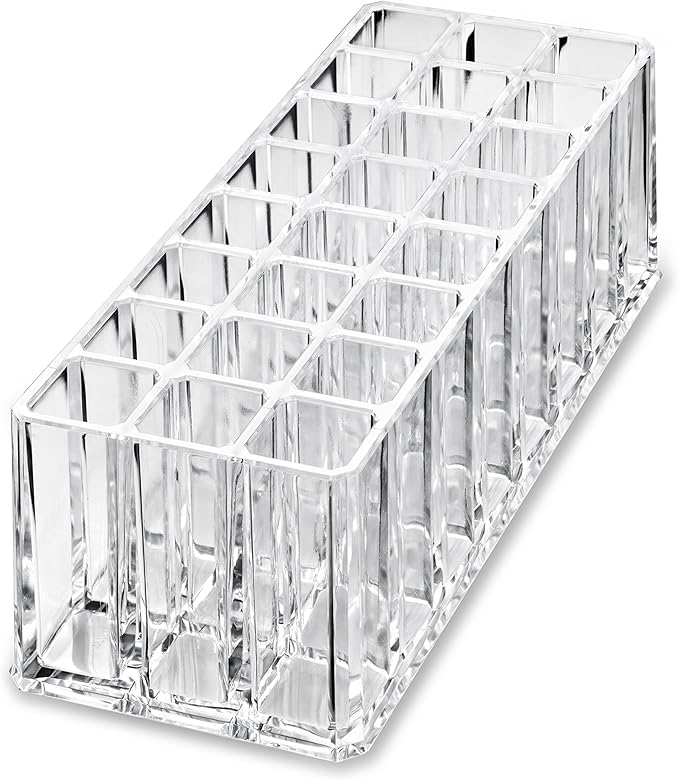 BY ALEGORY Acrylic Makeup Tool Organizer 24 Space Storage Deep Slot Refillable Container For Long Cosmetic Beauty Tool Organization Display Case (2)
