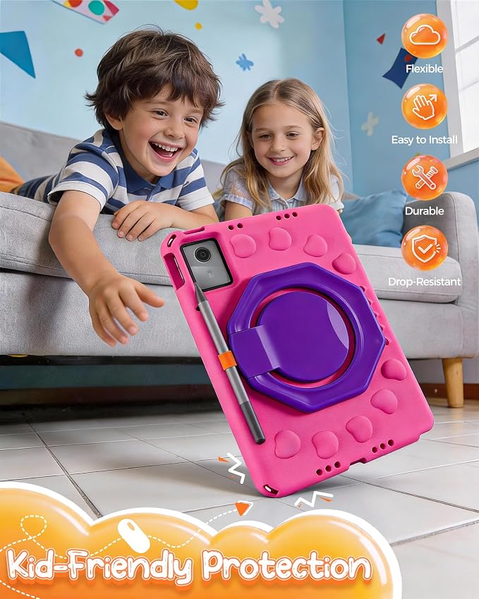 ProCase Kids Case for Lenovo Idea Tab 11 2025/K11 Gen 2 (TB-336ZU/TB-336FU) Shockproof Lightweight Tablet Cover with 360° Rotating Handle &amp Stand -Blue