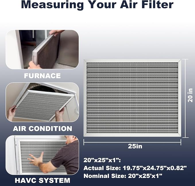 20x25x1 Reusable Air Filter, Electrostatic, Washable Lasts a Lifetime, Breathe