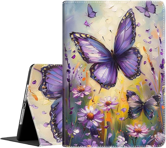Case for iPad (A16) 11th Generation 11 Inch (2025) iPad 10th Generation 10.9 Inch (2022)，Slim Fit Foldable Standing Cover Case with Auto Sleep/Wake Retro Moth