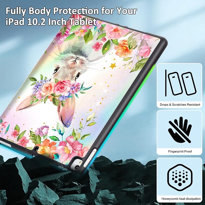 Lokigo Case for iPad 9th/8th/7th Gen 10.2 Air 3rd/Pro10.5 Aurora Forest | Protective Folio Soft Back Cover Pencil Holder for Teens/Students/Office Staffs 4 Angles Viewing Stand Auto Wake/Sleep