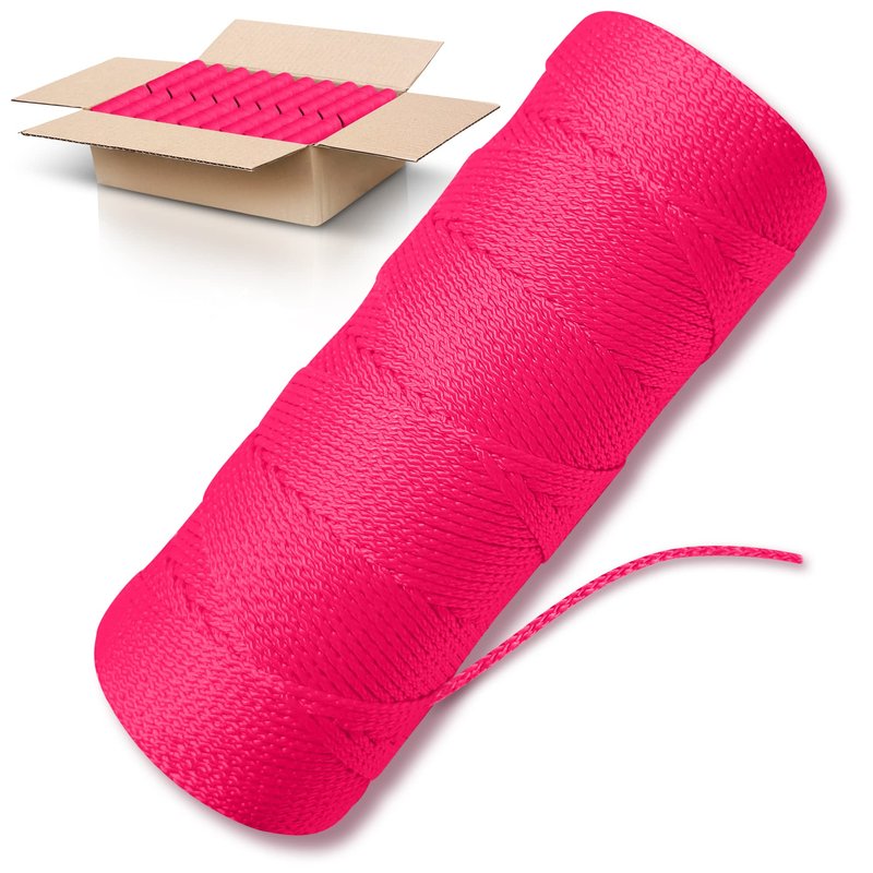 Pink Mason Line String Line - 36 Roll Pack - #18 Braided Nylon String - 1000 Ft Length Per Roll - Nylon Twine for Gardening Or Masonry Tools - Perfect Construction String for A String Level