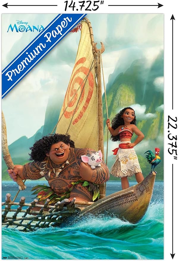 Disney Moana - Group Wall Poster, 22.4L" x 14.7W", Premium Unframed Version