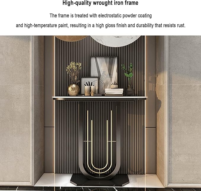 Console Table for Entryway Hall, Against Wall Hotel Long Porch table,stone top recibidor de entrada casa,Entry Home Wall Art Strip Table,for Living Room(A,39.4*11.8*31.5in/100*30*80cm)