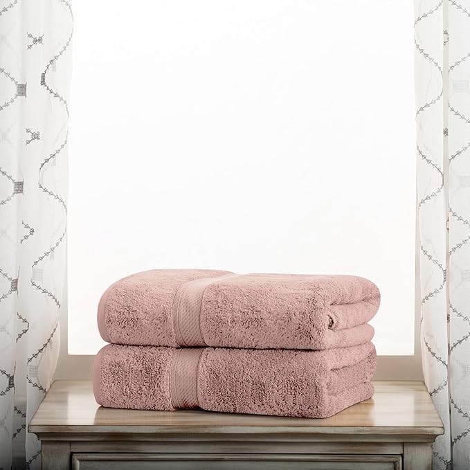 Superior Egyptian Cotton Pile Bath Towels, Ultra Soft Luxury Towel, Thick Plush Essentials, Absorbent Heavyweight, Guest Bath, Hotel, Resort, Spa, Pool, Bathroom, Shower Basics, Set of 2, Muted Mauve
