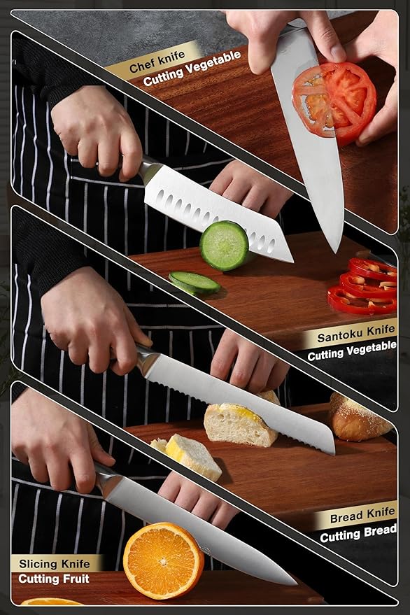 ROCOCO Kitchen Block Knife Set - 15 PCS Stainless Steel