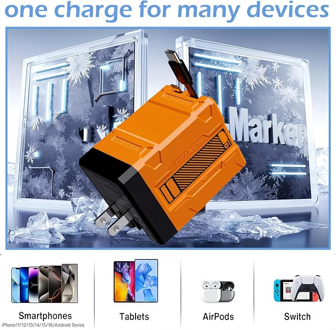 2 in 1 Compatible 120W Fast Charger 2025 New Scalable Retractable 120w Fast Charger Module All in 1 Foldable Charging Adapter Wall Plug for Phone Tablet Laptops (White)