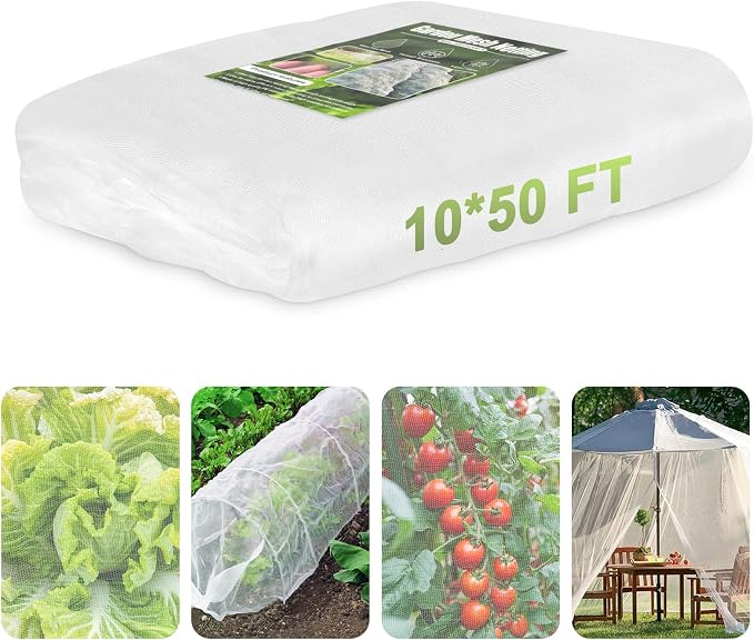 Garden Netting, 10x50 FT Ultra Fine Mesh Netting Pest Barrier Protection Bird