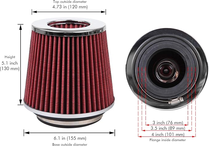 Cartman Clamp-On Engine Air Filter, Fit Intake Tube