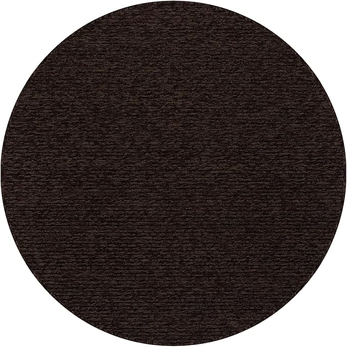 Non Slip Brown Solid Rubber Back Thing Rug for Living Room 6 Round Area Rugs for Kitchen, Rugs for Bedroom, Stain Resistant Easy Cleaning Non Shedding Carpet Brown 6 Round