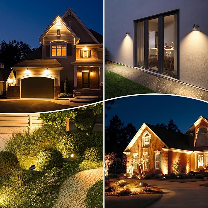 ZZXX Low Voltage Landscape Lighting 12W 2700K Landscape Spotlights with Photocell Sensor 1200LM Super Warm White LED lighting Outdoor IP66 Waterproof AC/DC 12V-24V for Yard Garden Pathway Tree(8 Pack)
