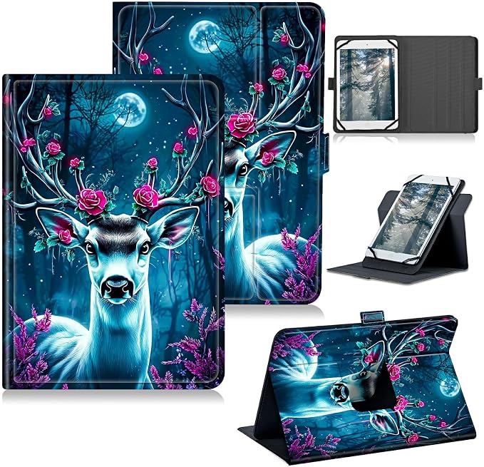 for Walmart Onn 10.1 2024 Onn 10.1 Gen 4 Universal Tablet Case 360 Degree Rotating Kickstand Protective Stand Case with Multiple Viewing PU Leather Shell Case Black Book Cat