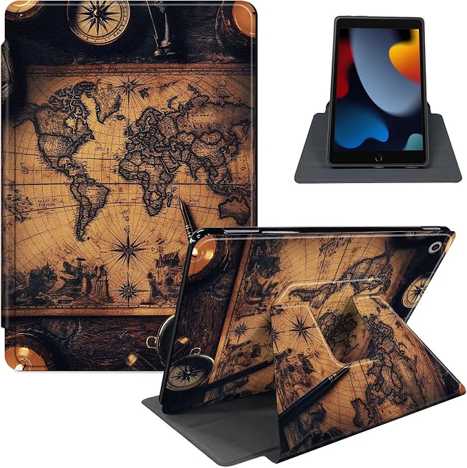 for iPad 11th Generation (A16 2025) 11 / iPad 10th Gen 10.9 2022 Case 360° Rotating PU Leather Stand Cover with Auto Sleep/Wake Shockproof TPU Backl Raccoon Perched