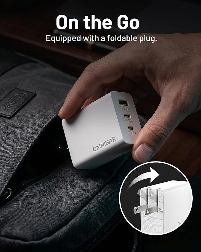 65W USB C Charger Block 3-Port GaN Fast Wall Charger Power Adapter | 2 USB-C &amp 1 USB-A Foldable Plug PD 3.0 PPS Fast Charging for iPhone 17/16/15 Galaxy S26/S25 Pixel 10/9 iPad &amp MacBoo