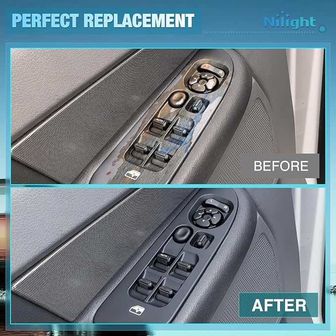 Nilight Power Master Window Switch Compatible with 1997 1998 1999 2000 2001 Jeep Cherokee Front Left Driver Side Windows Control Switches Replacement Set with Removal Tool