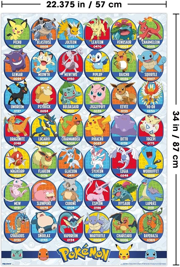 Pokémon: All-Time Favorites - Grid Wall Poster, 34L" x 22.4W", Unframed Version