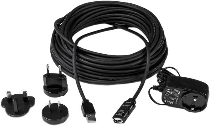StarTech 3m Active USB 5Gbps Extension Cable USB-A M/F TAA | 3.0 repeater With AC power adapter Fully shielded USB 3.2 Gen1 Type-A USB Powered Blue LED status indicator